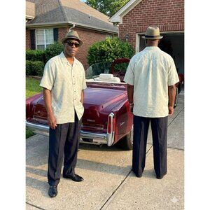 Vintage The Point Shirt XL Green Jacquard Short Sleeve Camp Collar Y2K